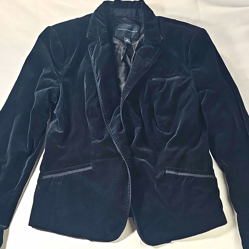 Banana Republic Women's Black Blazer Jacket 10 Button Pockets Lined Stretch